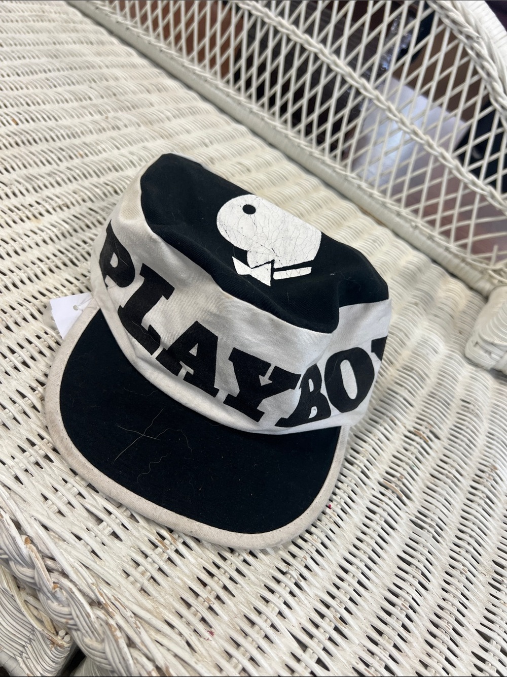 PLAYBOY Black and White Logo Cap with Bunny Motif